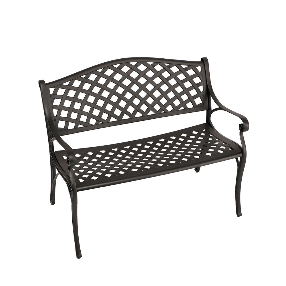 Lattice Aluminium Garden Bench / Patio Bench / Outdoor  - BLACK