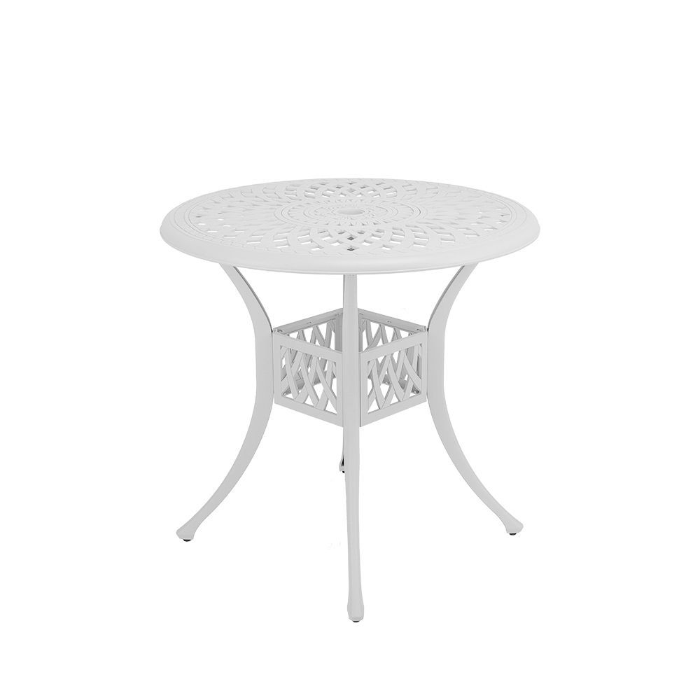 Lattice Aluminium Patio Table / Garden Table / Outdoor Dining Table - 78cm  Round Table - WHITE