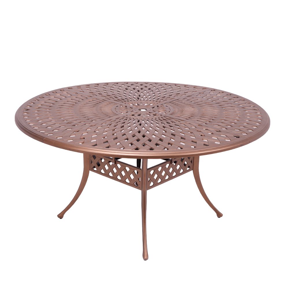 Lattice Aluminium Patio Table / Garden Table / Outdoor Dining Table  - 154cm Round Table- COPPER