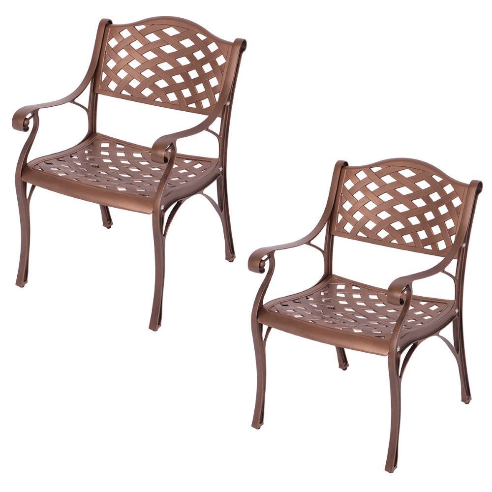 Lattice Aluminium Patio Chair / Garden Chair / Outdoor Chair - Set of 2 - COPPER