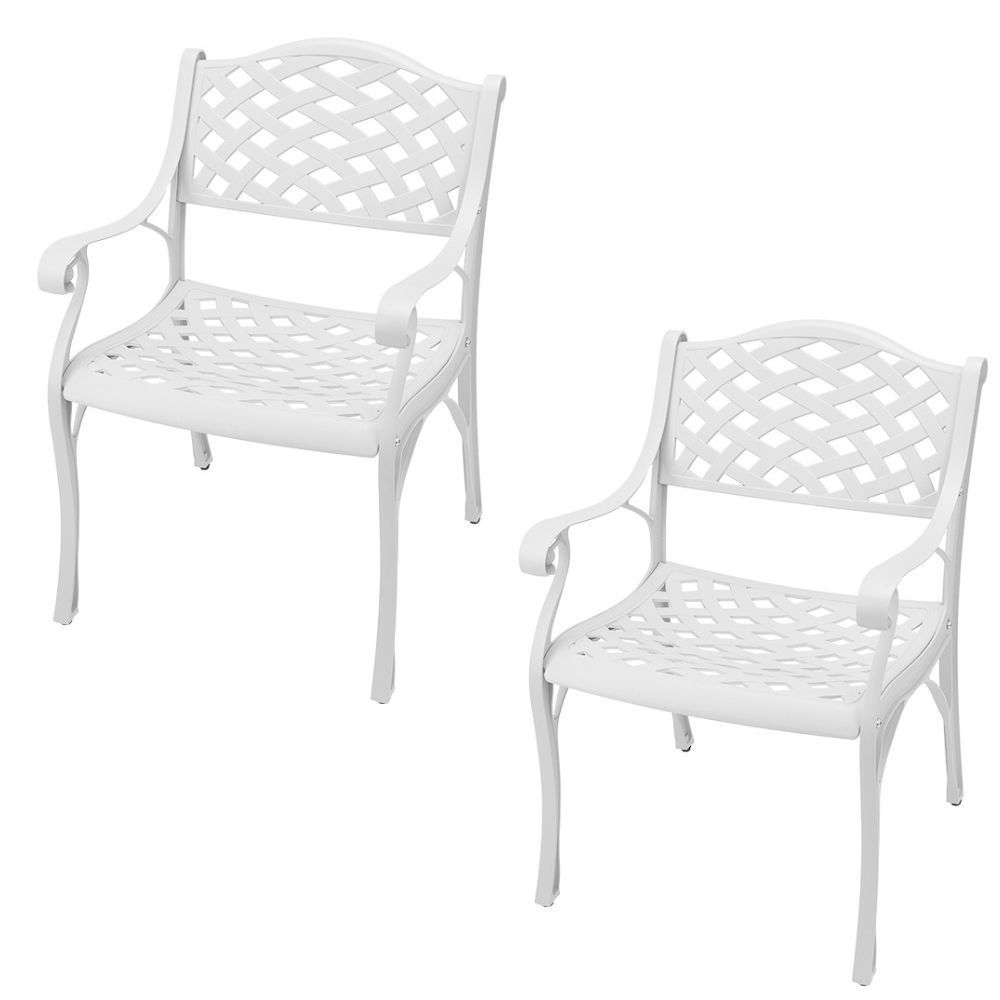 Lattice Aluminium Patio Chair / Garden Chair / Outdoor Chair - Set of 2 - WHITE