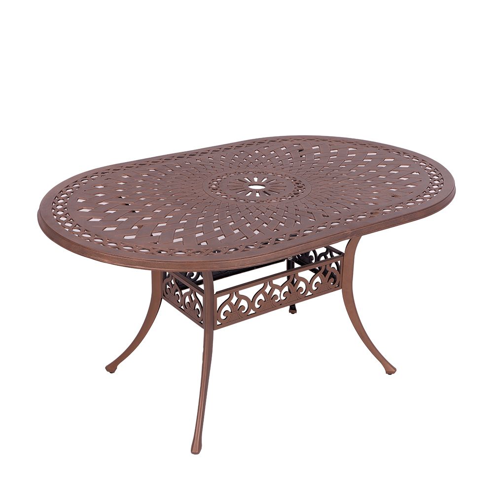 Lattice Aluminium Patio Table / Garden Table / Outdoor Dining Table - 150cm x 96cm Oval - COPPER