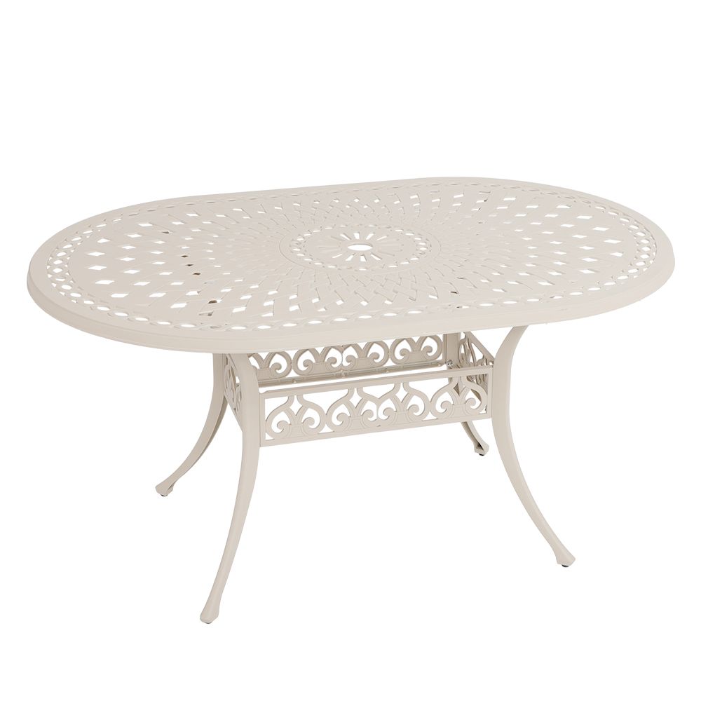 Lattice Aluminium Patio Table / Garden Table / Outdoor Dining Table - 150cm x 96cm Oval  - SAND