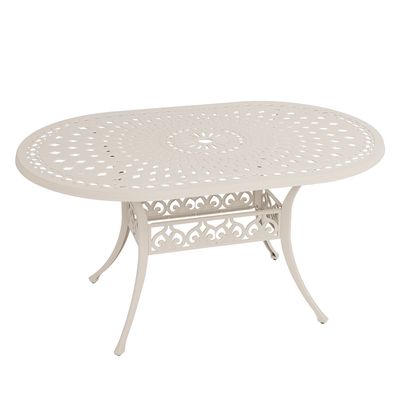 Lattice Aluminium Patio Table / Garden Table / Outdoor Dining Table - 150cm x 96cm Oval  - SAND