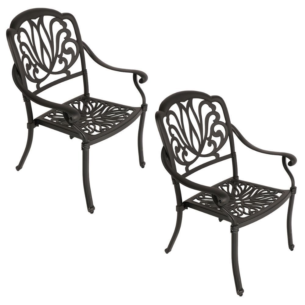 Protea Chair Aluminium Patio Chair / Garden Chair / Outdoor Chair - Set of 2 - BLACK