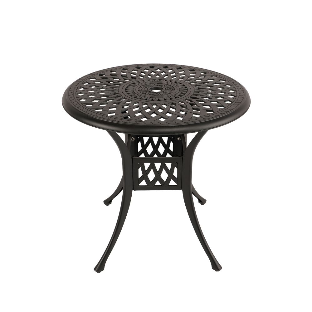 Lattice Aluminium Patio Table / Garden Table / Outdoor Dining Table - 78cm  Round Table - BLACK