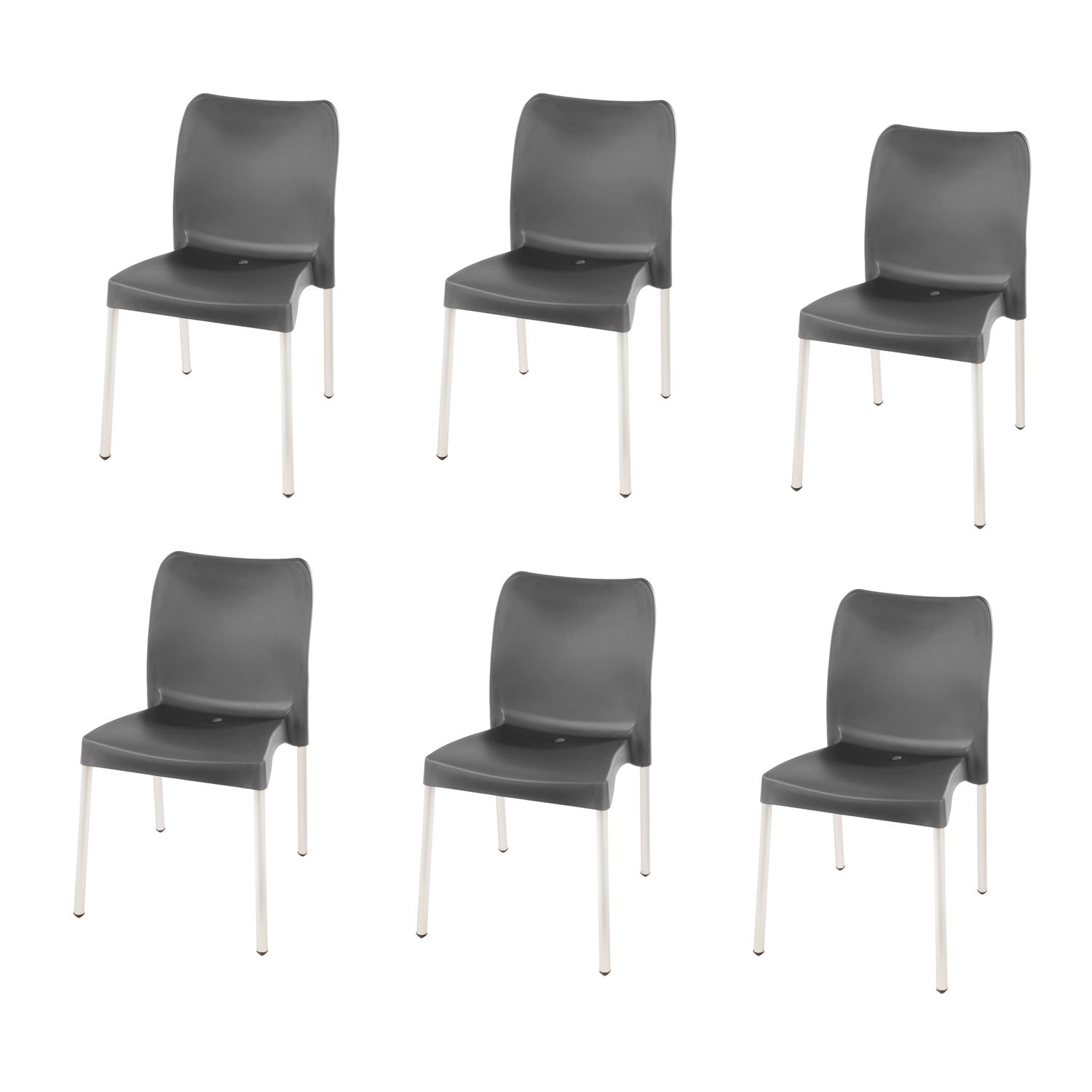 Florence Heavy  Duty  Bistro Chair  - NO ARMRESTS - CHARCOAL  - Set of 6
