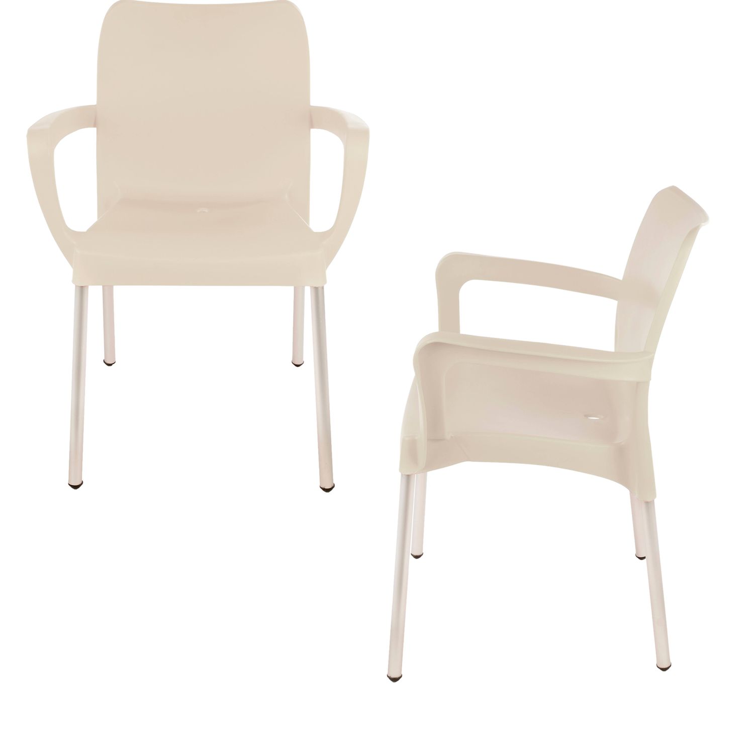 Heavy  Duty  Bistro Chair  - WITH ARMRESTS - BEIGE  - Set of 2