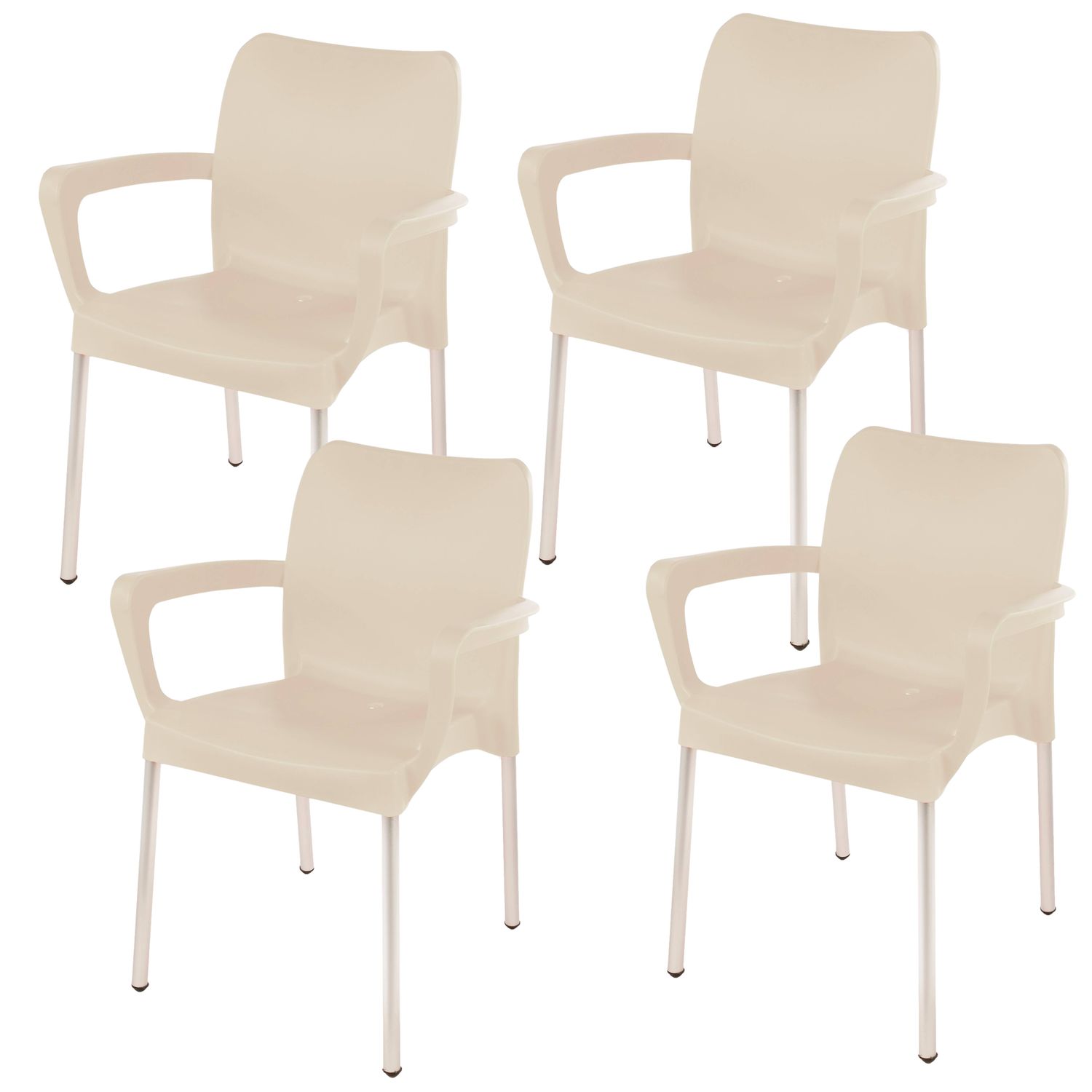 Vicenza Heavy  Duty  Bistro Chair  - WITH ARMRESTS - BEIGE  - Set of 4