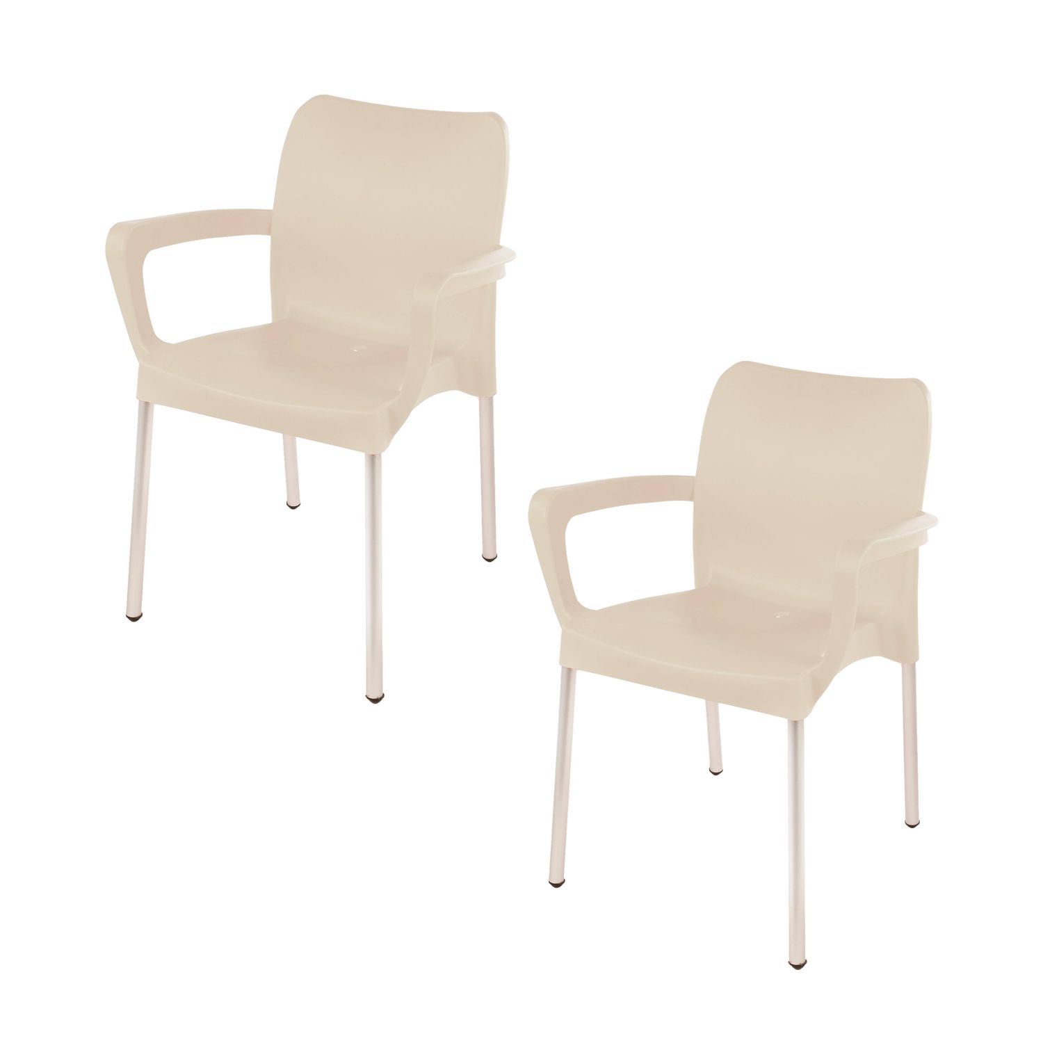 Vicenza Heavy  Duty  Bistro Chair  - WITH ARMRESTS - BEIGE  - Set of 2