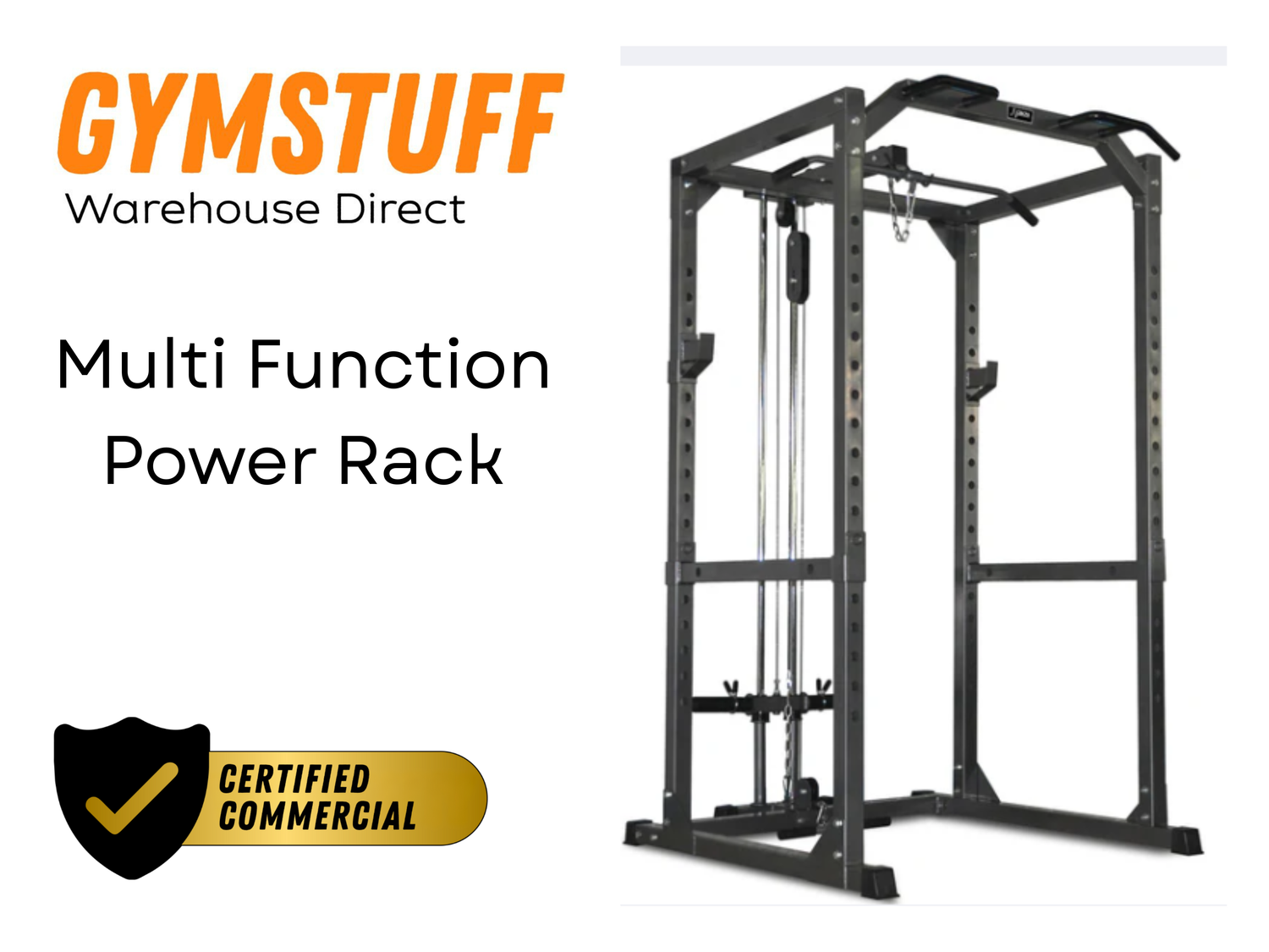 GYMSTUFF Full Heavy Duty Power Cage with Lat &amp; Row Attachment
