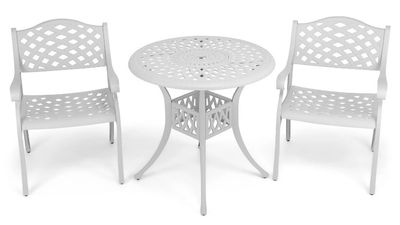 2  Seater Trellis  Patio Set with 78cm Round Trellis Table  - WHITE
