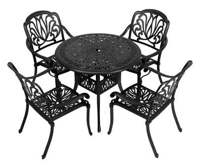 4 Seater Tulip Patio Set with 78cm Round Trellis Table  - BLACK