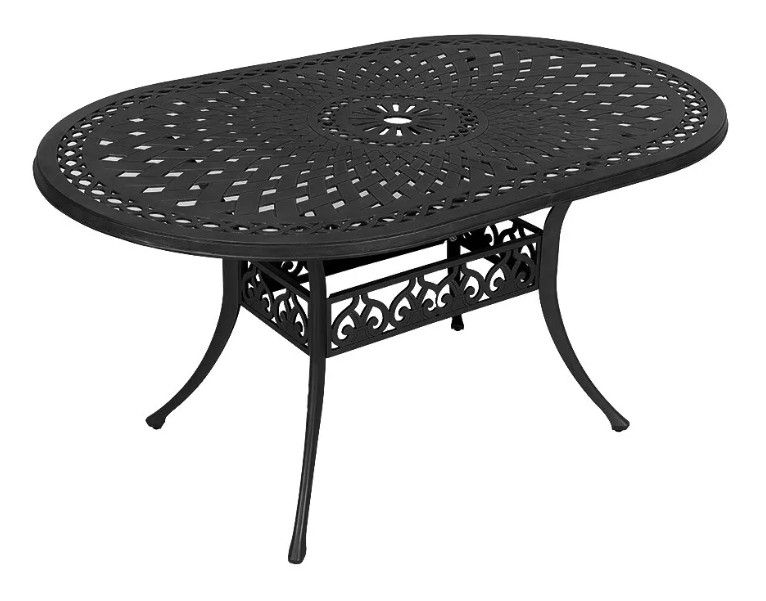 Lattice Aluminium Patio Table / Garden Table / Outdoor Dining Table - 150cm x 96cm Oval - BLACK