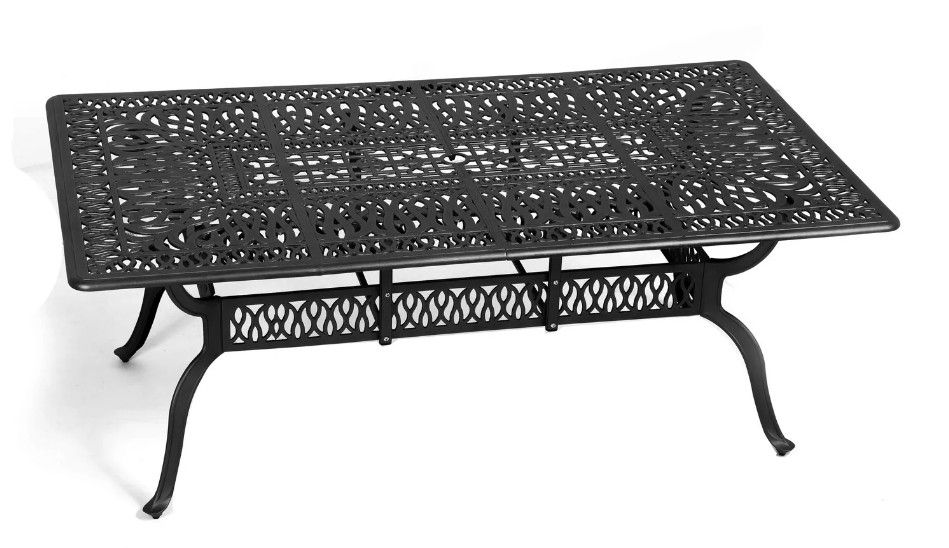 Elizabeth Aluminium Patio Table / Garden Table / Outdoor Dining Table - 190cm x 110cm Rectangle - BLACK