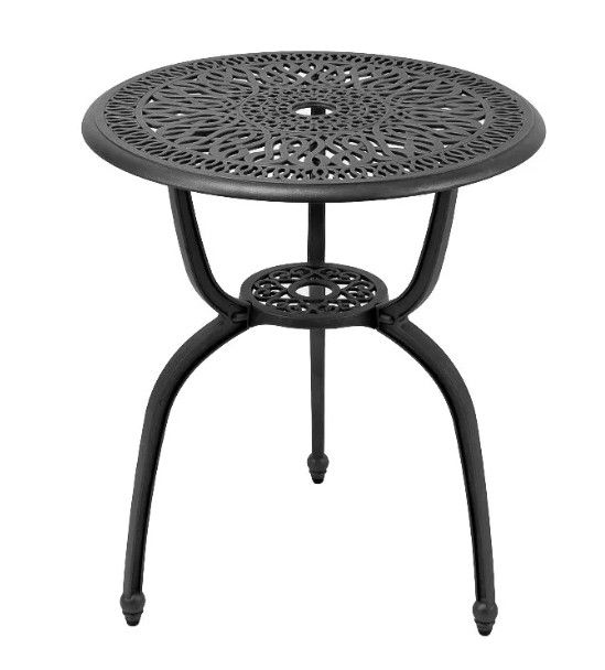 Elizabeth Aluminium Patio Table / Garden Table / Outdoor Dining Table - 60cm Round - BLACK