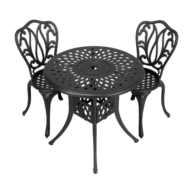 2 Seater Lisa  Patio Set with 78cm Round Lattice Table  - BLACK