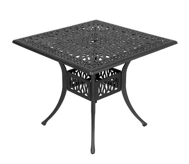4 Seater Lattice  Patio Set with 90cm x 90cm Square Elizabeth Table  - BLACK