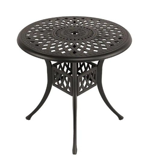 4 Seater Victoria  Patio Set with 78cm Round Lattice Table  - BLACK