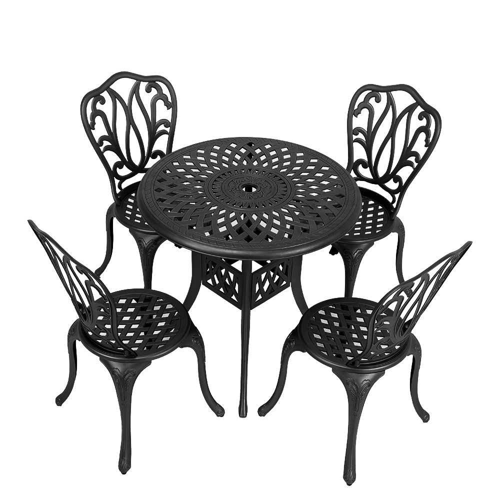 4 Seater Lisa  Patio Set with 78cm Round Lattice Table  - BLACK