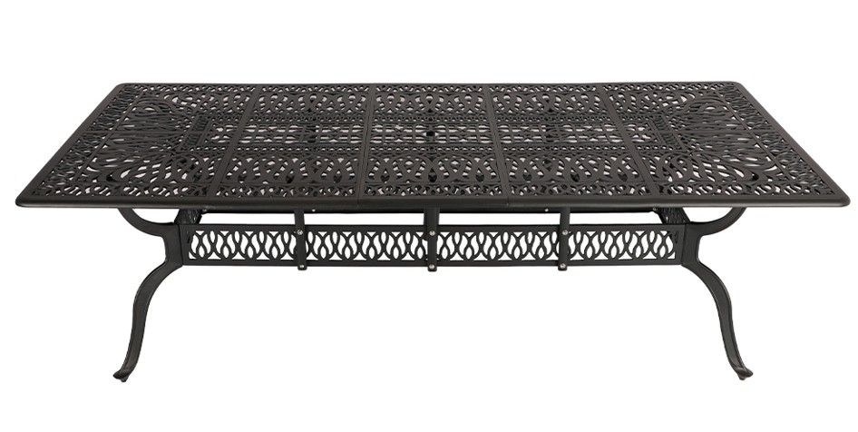 8 Seater Lattice Patio Set with 240cm x 110cm Rectangular Elizabeth Table  - BLACK