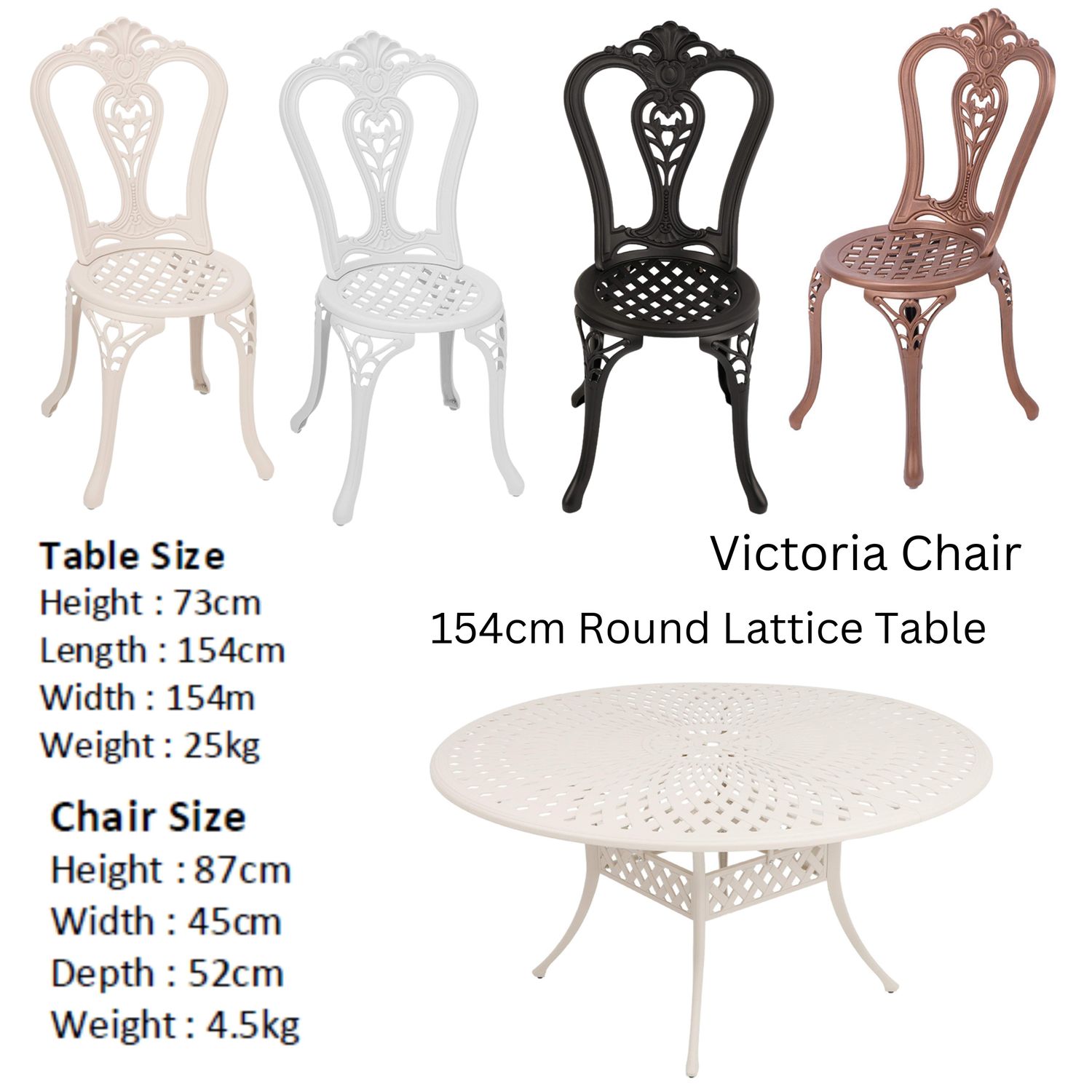 8 Seater Victoria Patio Set with 154cm Round Lattice Table  - BLACK
