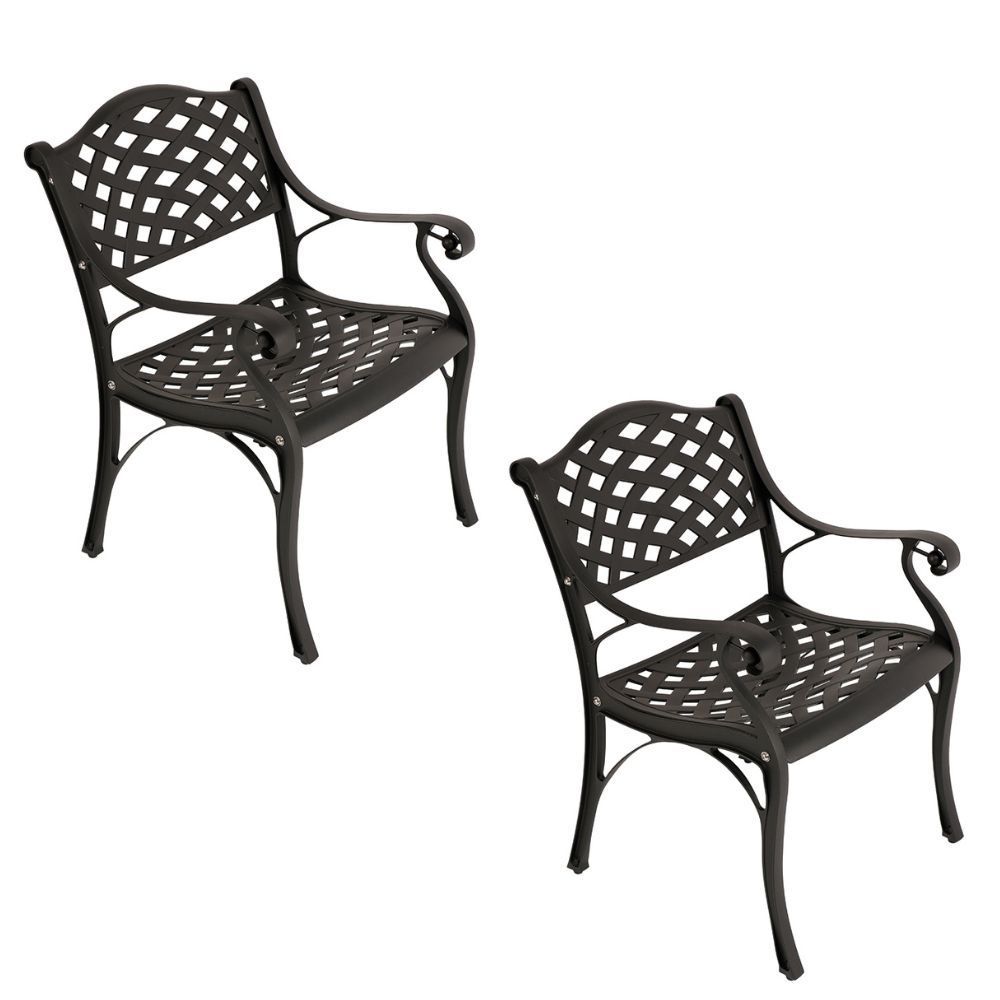 Lattice Patio Chair - Set of 2 - BLACK