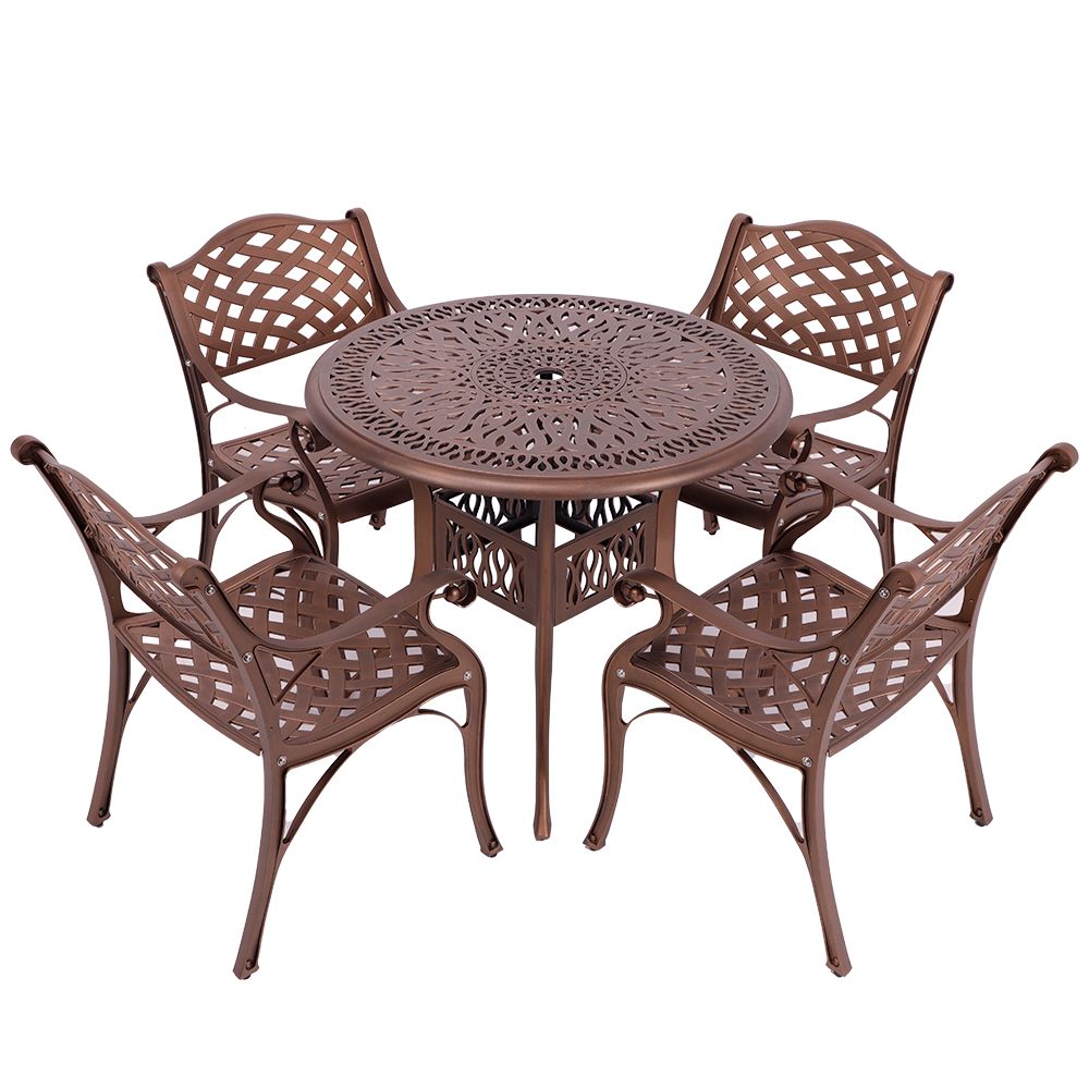 4 Seater Lattice  Patio Set with 90cm Round Elizabeth Table  - COPPER