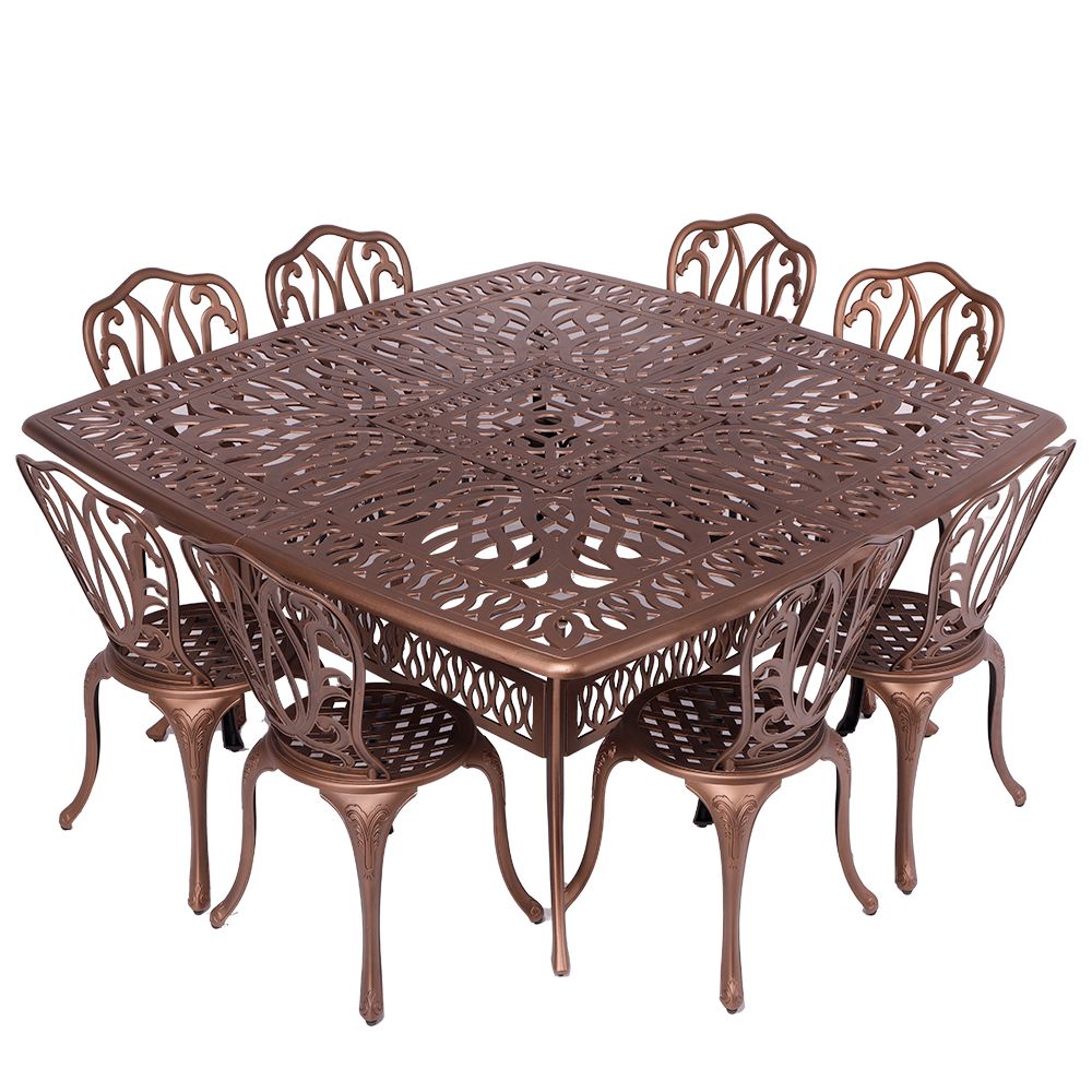 8 Seater Lisa Patio Set with 164cm x  164cm Square Elizabeth Table  - COPPER