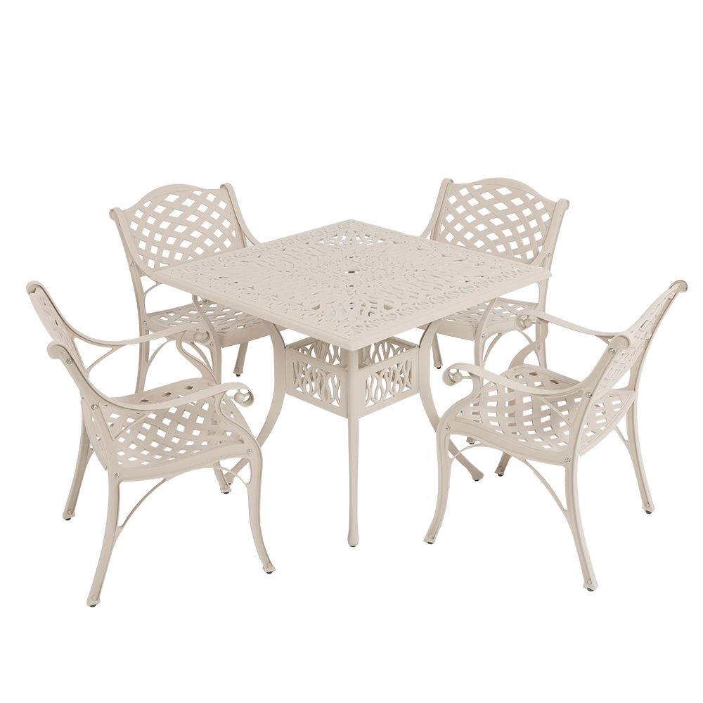 4 Seater Lattice  Patio Set with 90cm x 90cm Square Elizabeth Table  - SAND