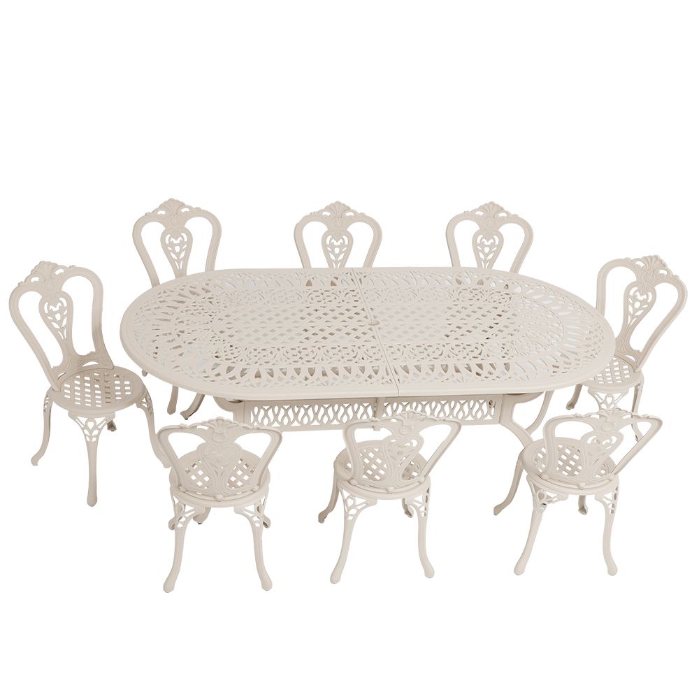 8 Seater Victoria Patio Set with 214cm x 110cm  Oval Elizabeth Table  - SAND