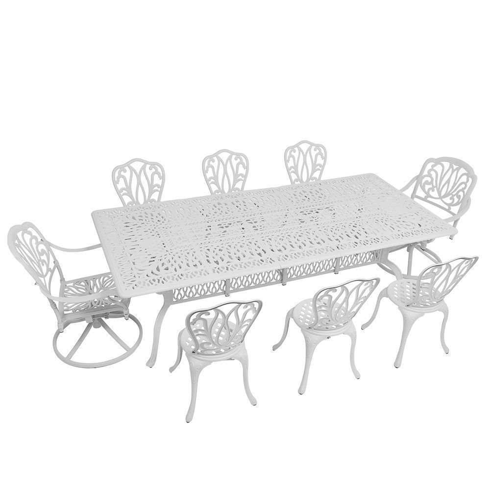 8 Seater Lisa  Patio Set with 240cm x 110cm Rectangular Elizabeth Table  - WHITE