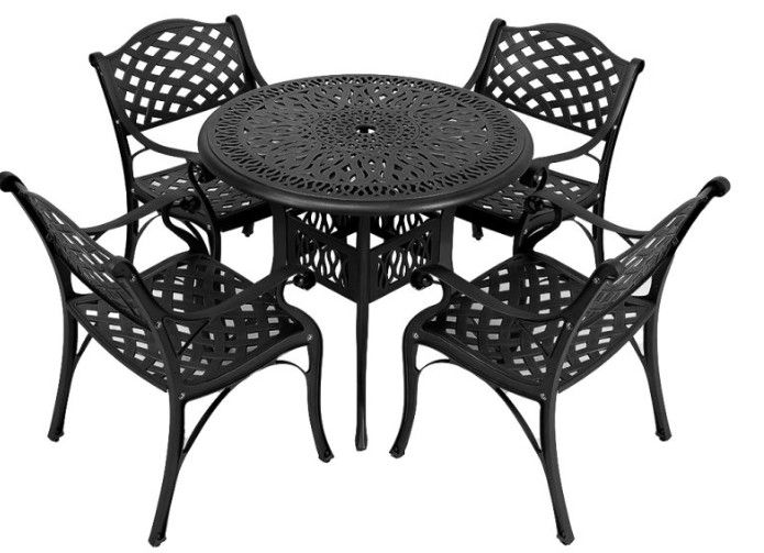 4  Seater Lattice  Patio Set with 78cm Round Lattice Table  - BLACK