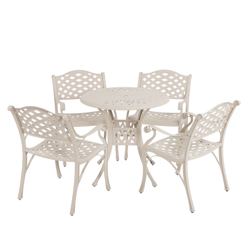 4  Seater Lattice  Patio Set with 78cm Round Lattice Table  - SAND