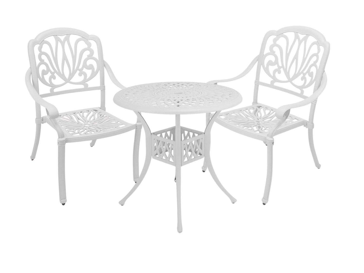 2 Seater Protea  Patio with 78cm Round Lattice Table  - WHITE