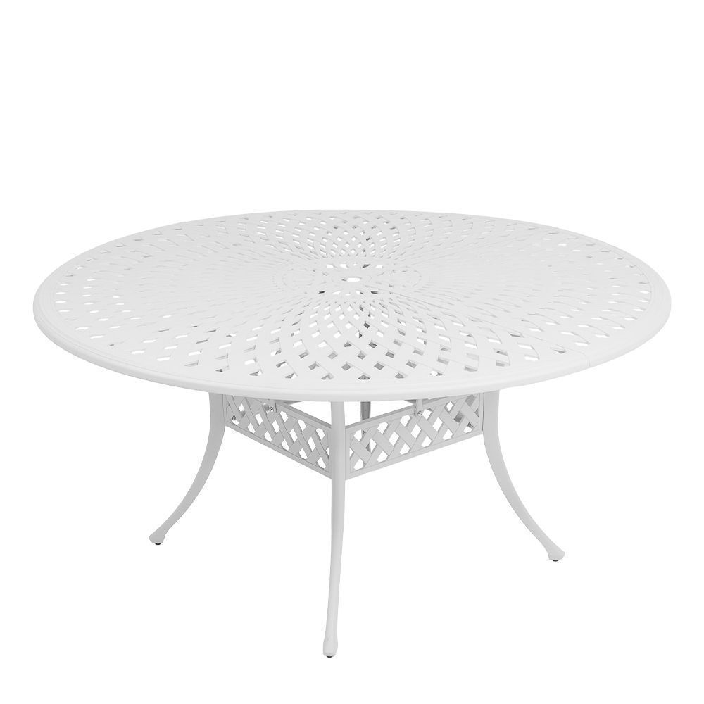 Lattice  Patio Table  -  154cm Round - WHITE
