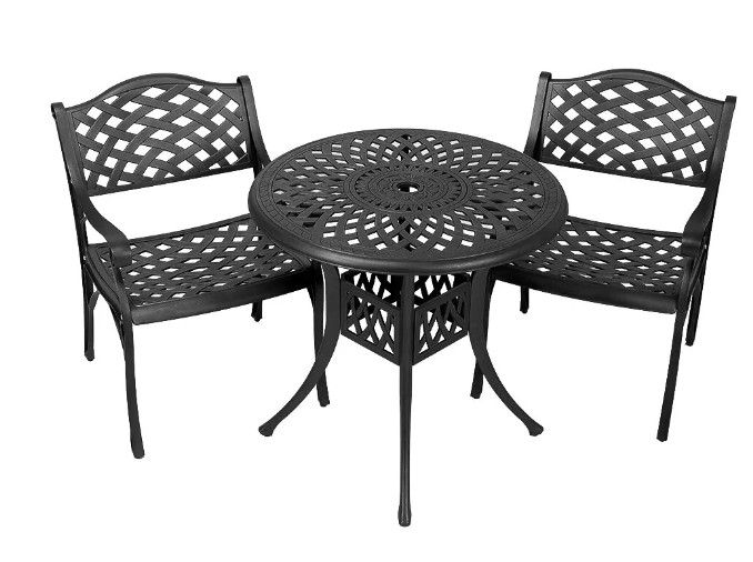 2  Seater Lattice  Patio Set with 78cm Round Lattice Table  - BLACK