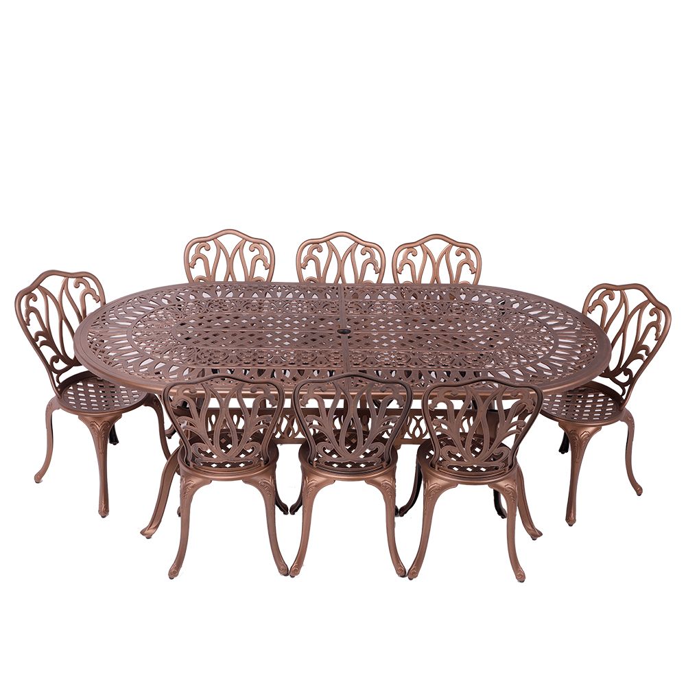 8 Seater Lisa Patio Set with 214cm x 110cm Oval Elizabeth Table  - COPPER
