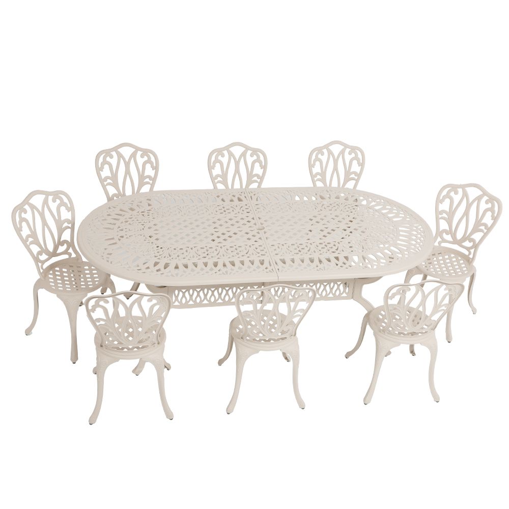 8 Seater Lisa Patio Set with 214cm x 110cm Oval Elizabeth Table  - SAND