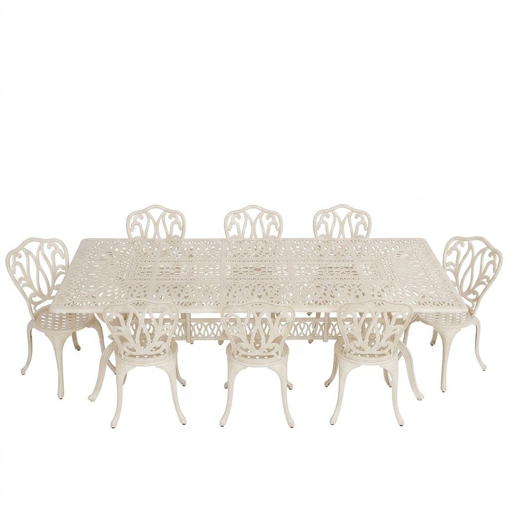 8 Seater Lisa  Patio Set with 240cm x 110cm Rectangular Elizabeth Table  - SAND