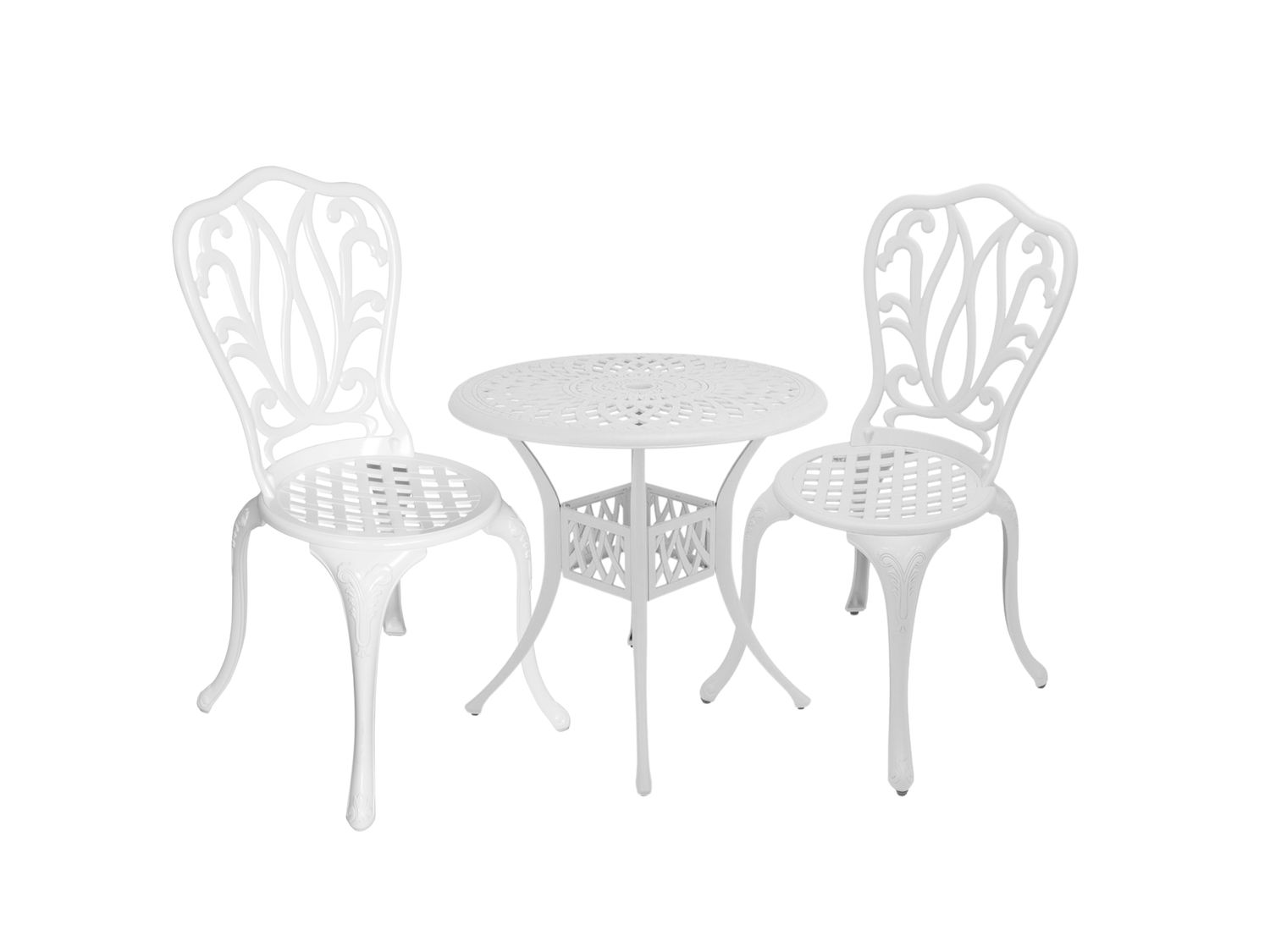 2 Seater Lisa  Patio Set with 78cm Round Lattice Table  - WHITE