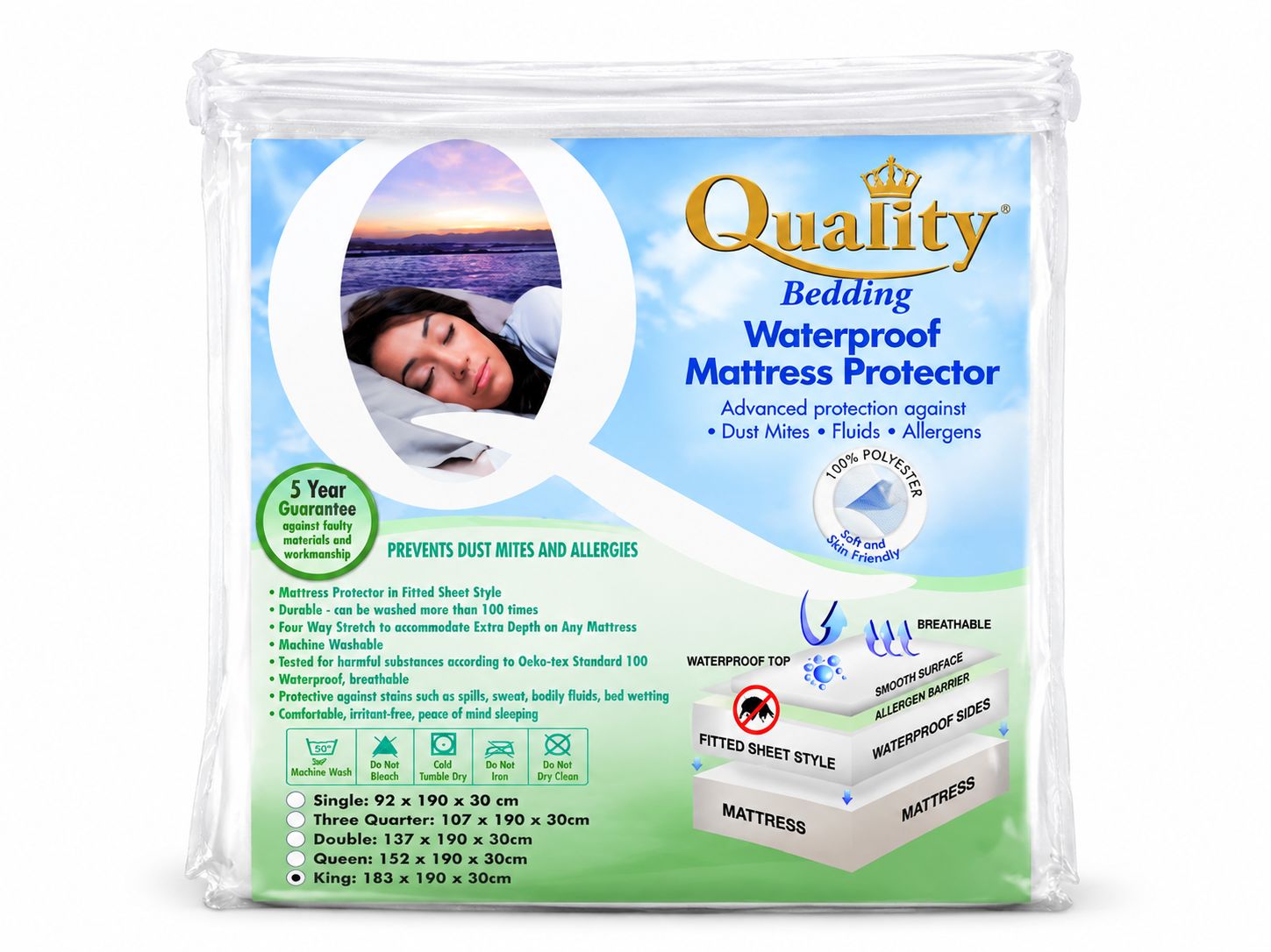 Waterproof Mattress Protectors - Three Quarter  107cm