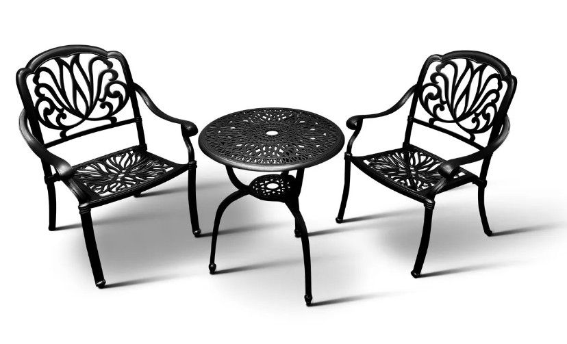 2 Seater Protea Patio  Set with 60cm Round Elizabeth Table  - BLACK