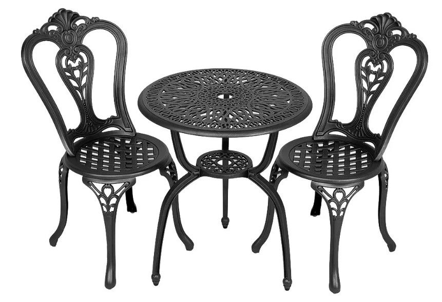 2 Seater Victoria  Patio  Set with 60cm Round Elizabeth Table  - BLACK