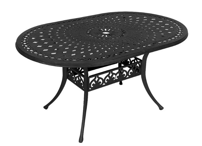 6 Seater Victoria  Patio Set with 150cm x 96cm Oval Lattice Table  - BLACK
