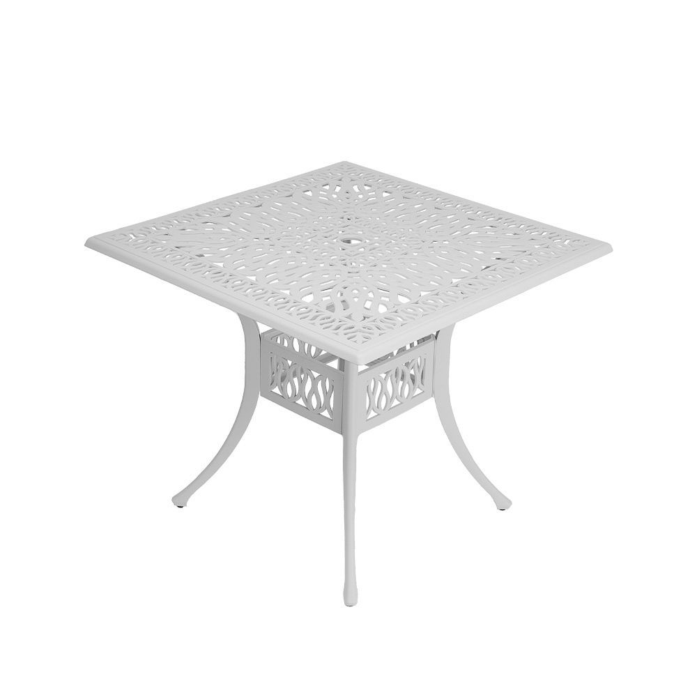 4 Seater Victoria  Patio Set with 90cm x 90cm Square Elizabeth Table  - WHITE
