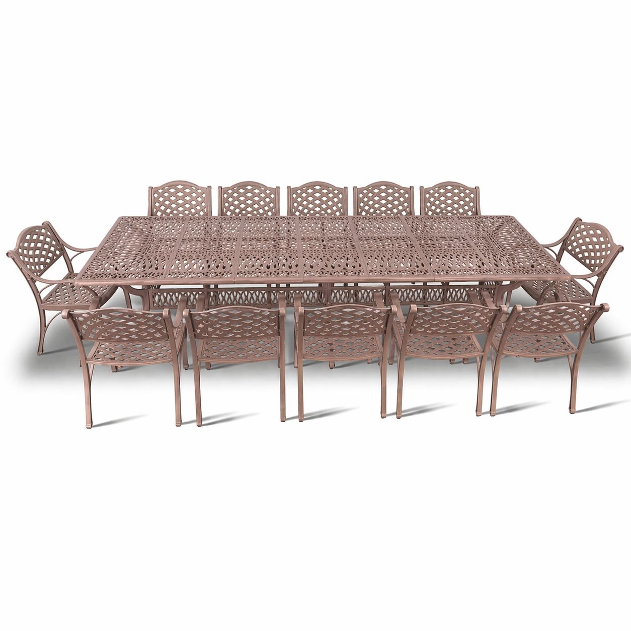 12 Seater Lattice  Patio Set with 320cm x 110cm  Lattice Table - COPPER