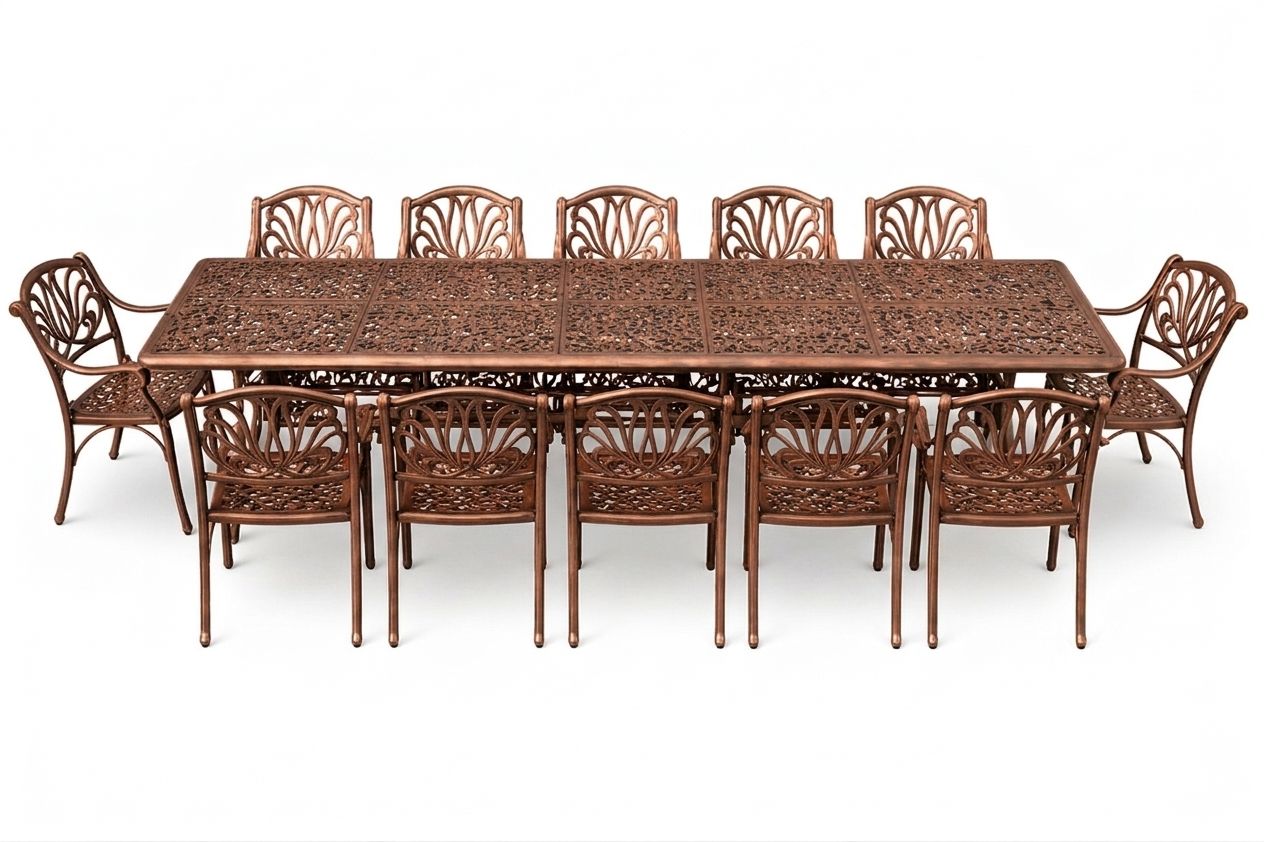 12 Seater Protea  Patio Set with 320cm x 110cm  Lattice Table - COPPER