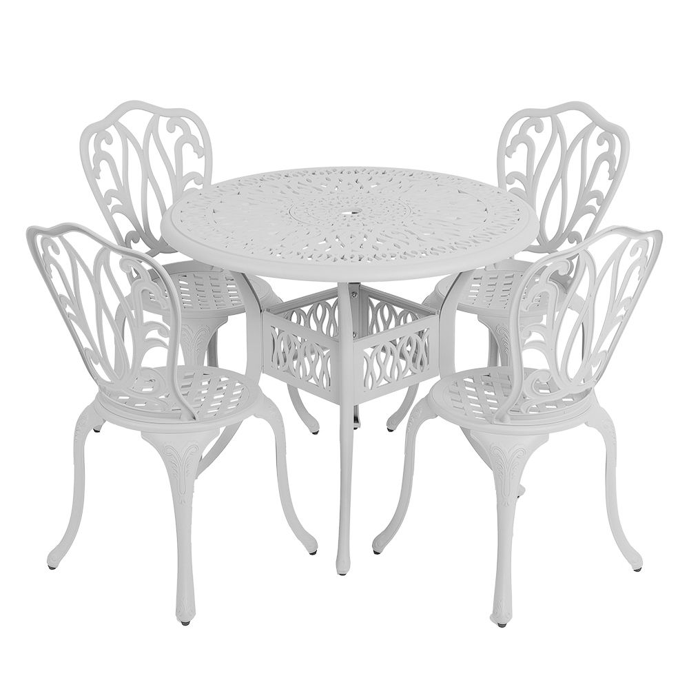 4 Seater Lisa  Patio Set with 90cm Round Elizabeth Table  - WHITE