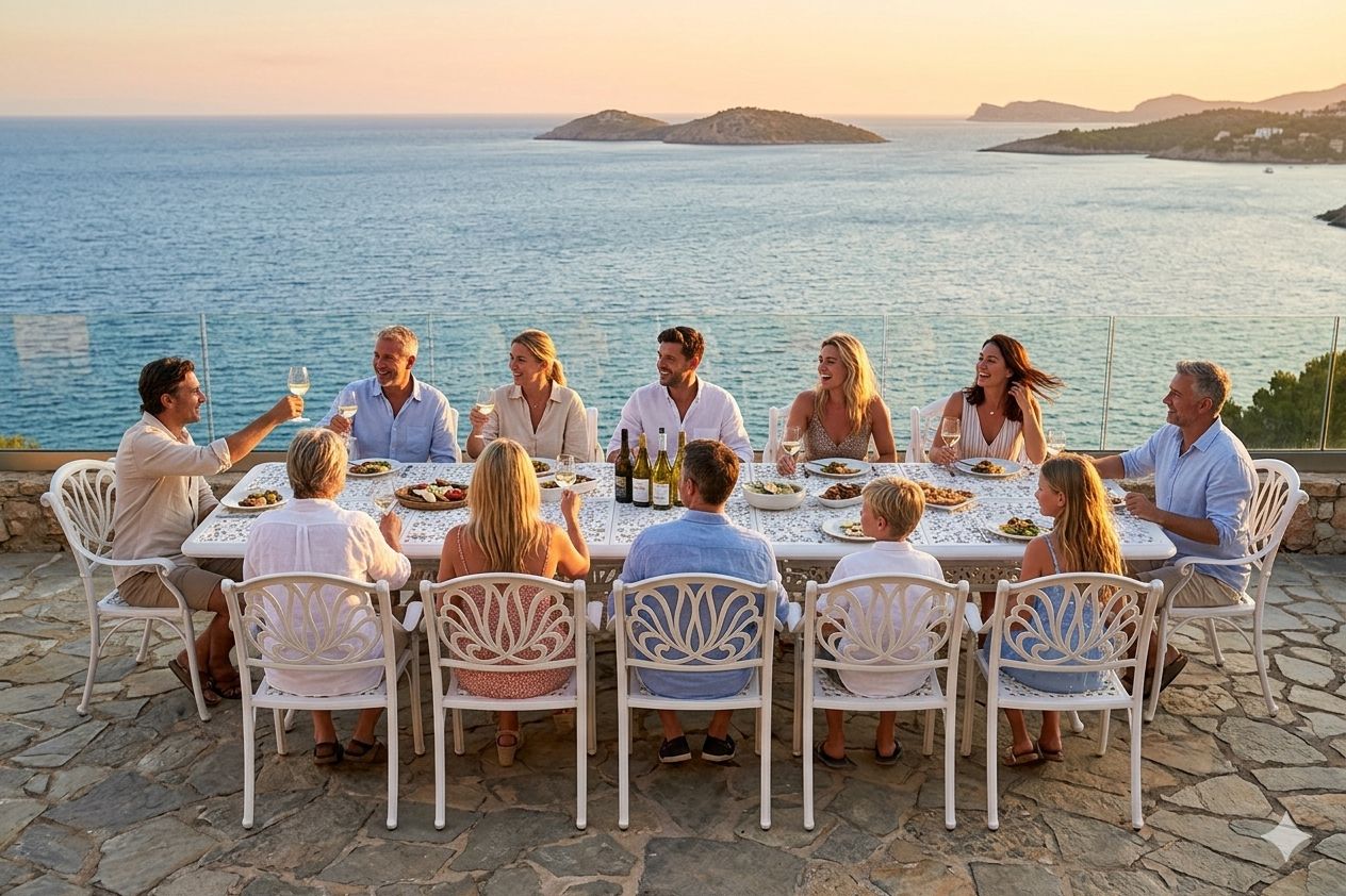 12 Seater Protea  Patio Set with 320cm x 110cm  Lattice Table - WHITE